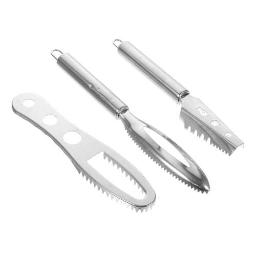 STOBAZA 3Pcs Stainless Steel Tool and Lightweight Fish Scraper for Easy Scale Cleaning and Fast Removal Kitchen