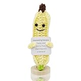 Handmade Mini Funny Positive Emotional Support Pickle, Cute Stuff Funny Knitted Wool Handwoven Ornaments Crochet Birthday Gifts Under 10 Dollars for Women Coworkers Friend Family