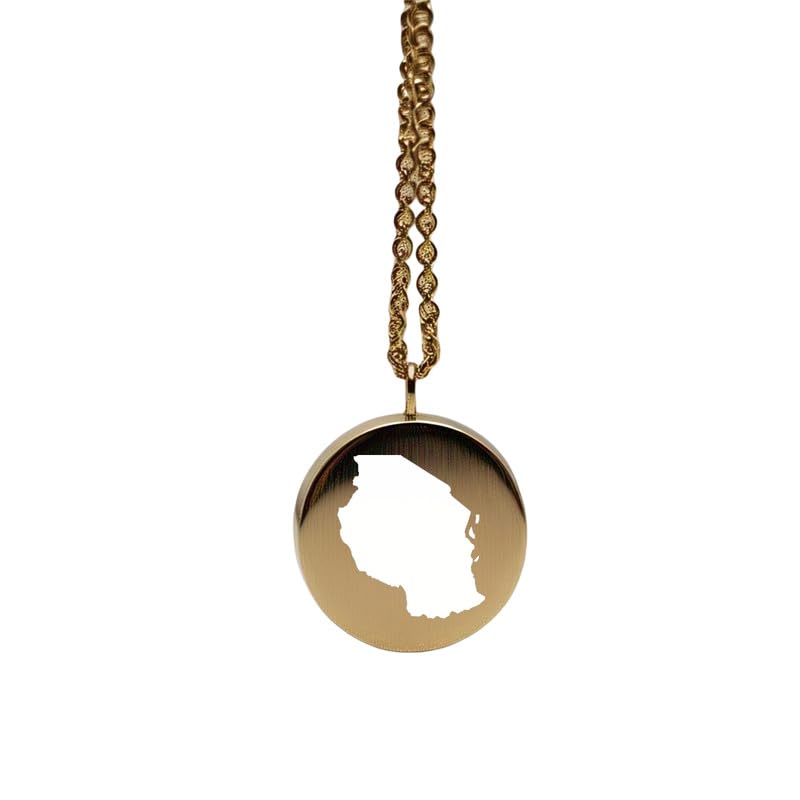 Pendentif carte du Tadjikistan en argent sterling plaqué or 14 carats, forme ronde de 24 mm et épaisseur de 1,5 mm, breloque Terre, bijou de voyage délicat | Médaillon gravé Aventure | LKB_MAP_330