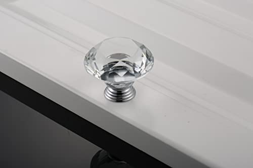 Mtsooning 2Pcs 40Mm Diamond Crystal Glass Knob For Closet Cabinet Drawer Kitchen Dresser Cupboard Wardrobe,3 Size Screws,Clear #TOP5