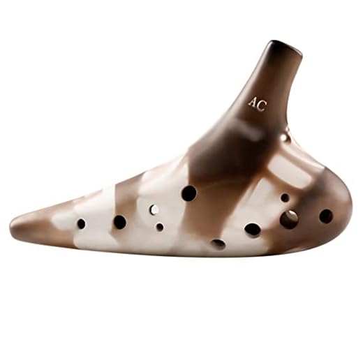 Ocarina 12 håltoner Alto C keramiska Ocarinas, Deluxe Ocarina musikinstrument set, med väska för Ocarina, för barn vuxen nybörjare musiker-brun-a