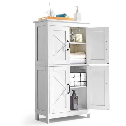 VEVOR Badezimmerschrank Badschrank 4-stufig aus Holz mit 4 Türen &...