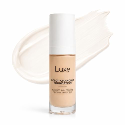 Luxe Research Color Changing Foundation for Women – Instantly Adapts to Skin Tone – Buildable Light-to-Medium Coverage Liquid Makeup – 12-Hour Wear, Natural Dewy Finish, 1.0 fl oz (Medium Dark)