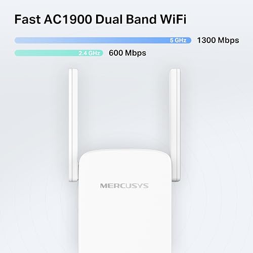 Image of Mercusys ME50G AC1900 Wi-Fi Range Extender | 1900 Mbps Dual Band Wireless WiFi Booster | Gigabit, Wired, 3x3 MU-MIMO | Built-in Access Point Mode | Easy One-Touch Setup