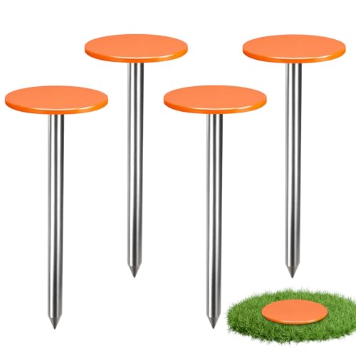 Zealor 4 PCS Permanent Property Line Markers, 6x2 Inch Boundary Markers for Property Land Survey Stakes Heavy Duty Survey Pin for Home Depot Septic Tank Yard Paver Ground Landscape Surveying