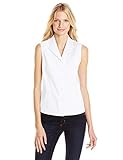 Calvin Klein Women's Sleeveless Wrinkle Free Button Down Shirt, White, 10