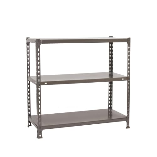 Simon Rack Estanteria Almacenaje, 90x80x40 cm, (Al x An x Lr), Estanteria Metalica, 3 Alturas, 70 kg de Punto Flexión, Acero Galvanizado, Galvanizado - Ecoclick