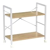 タマリビング(Tamaliving) オープンラック 2段 カジュアリー 幅60cm ホワイト/ナチュラル アイアン×木製 リビング キッチン 収納棚 50006393