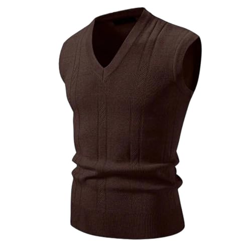 Men V Neck Sleeveless Vest Classic Pullover Knit Waistcoat Sweater Tank Top Casual Layering