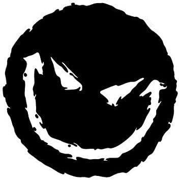 Evil Smiley Face Bumper Sticker Decal Black High Quality Vinyl - Made in USA 3 in. round each