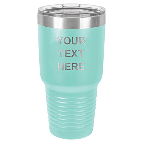 Personalized Add Your Custom Text Insulated Stainless Steel Tumbler 30 Ounce Travel Coffee Double-Walled Drinking Travelling Car Mug Customizable (Teal)