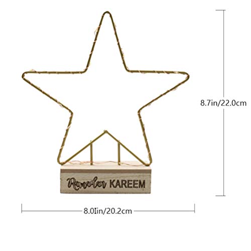 Amosfun Eid Mubarak Luz Noturna Decorativo CONDUZIU a Lâmpada Da Arte Luz De Ferro Forjado Com Base
