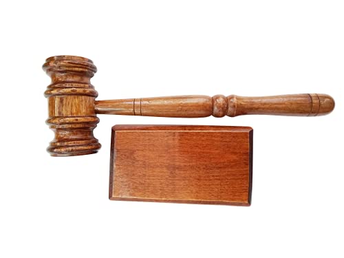 Wooden Gavel And Square Shape Sound Block - 11'' Inch - Handmade Wood Mallet For Lawyers Judges Auction Mallets - Excellent Handcrafted Polished Gloss Finish #TOP7