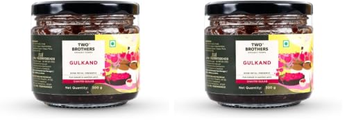 Image of Two Brothers Organic Farms - Natural Gulkand (300 G) | Rose Petal Jam Made Without Refined Sugar | Sweetened with Raw Honey & Mishri | Natural & Traditional Preserve | Desi Gulab Gulkand (Pack of 2)