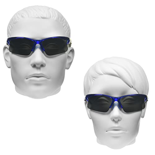 proSPORT Óculos de sol BIFOCAL para leitores, cinza escuro, armação azul, masculino, feminino, espor