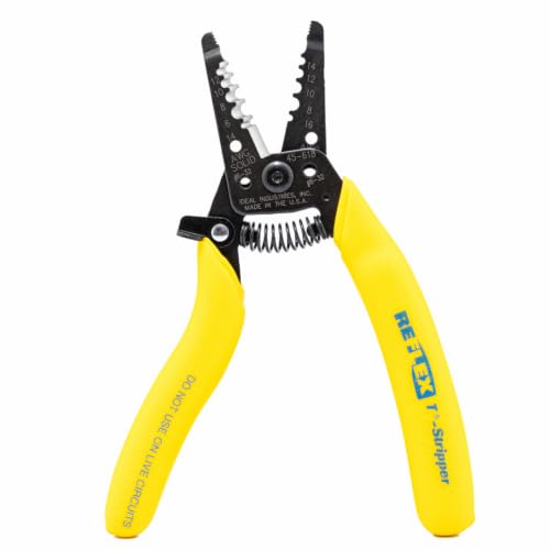 Image of IDEAL Electrical 45-618 Reflex Super T-Stripper - 8-116 AWG, Yellow, Wire Stripper, Plier Nose, Slide Lock, Textured Grips