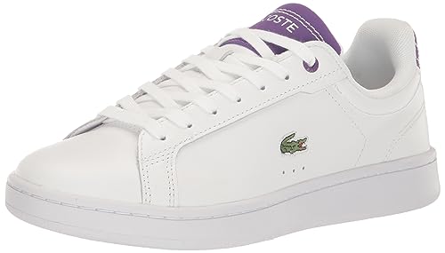 Lacoste Womens Women's Carnaby Sneaker, Wht/Dk Purp, 6