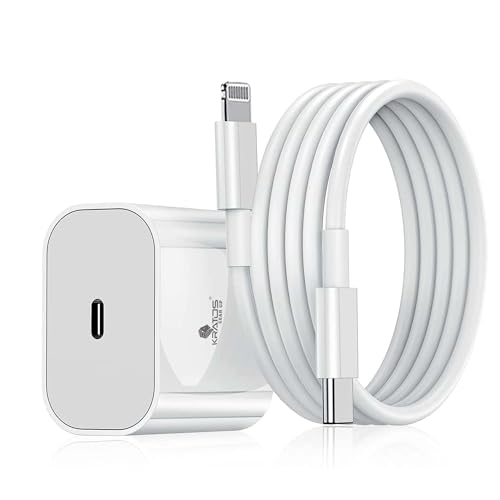 Image of Kratos 20W Original Charger with Lightning Cable Compatible with iPhone14 /13 /12 /11 /10 /9 /8 /7 /X /Xr Series, Cable Length 1.2 Mtr, MFi Certified Adapter | White