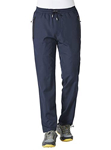 Gopune Men's Softshell Fast Dry Water Resistant Climbing Hiking Pants Walking Outdoor Sport Trousers with Elastic Waist(Blue,XL)