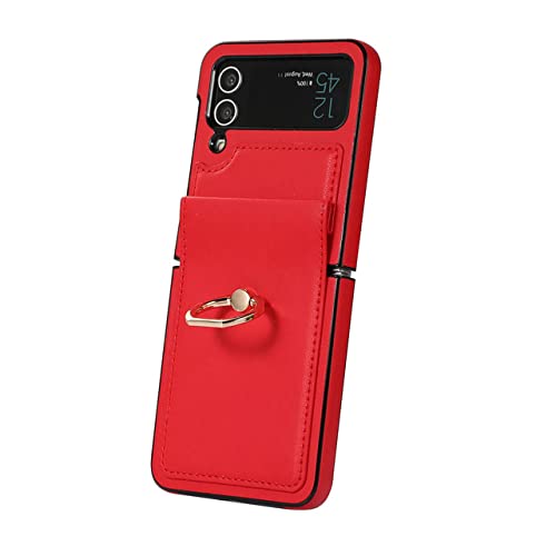 Housse Galaxy Z Flip 4 antichoc pliable rouge à anneau de maintien et charnière totale