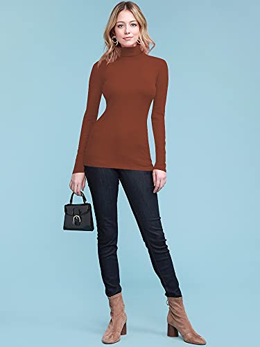 Image of Lock and Love Women's Turtleneck Top Lightweight Long Sleeve Slim Fit Pullover, Soft Rayon Stretch Layering Basic, S-3XL