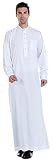 Wowdecor New Solid Color Robe Kaftan for Men, Thobe Long Gown Saudi Arabia Dubai Muslim Clothes Stand Collar Shirt