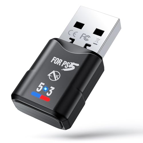 ZEXMTE PS5 Bluetooth Adapter, 5.3 USB Bluetooth Adapter, Wireless Audio Transmitter for PS4/5 Switch PC to Connect Headphones, Earbuds & Speaker, Dual Device Connection, Low Latency, Plug & Play