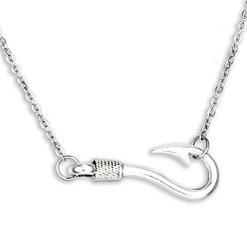 Ahaeth Fishing Necklace Fish Hook Necklace Fishing Hook Pendant Jewelry Fishing Lover Gifts Fishing Gift for Girlfriend Wife Womens Necklace Fish Hook for Her Fish Jewelry Hook Necklace