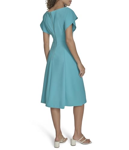 Image of Calvin Klein Scuba Crepe Boat Neck Midi