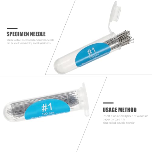VILLCASE 100 Stück Insektennadeln aus Edelstahl, Insekt Pin, Insekten Probennadeln mit Hartplastik Aufbewahrung, Probennadeln für Schule, Labor, Entomologie (1#)