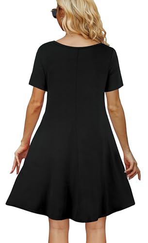 Image of Casual Summer Dresses for Women Beach Sun Dress Short Sleeve Tshirt Dress with Pockets
