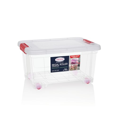 Image of Asian Plastowares - Regal Roller | 16 Ltr - Storage Box | Stackable Organizer for Clothes, Toys, Kitchen, Makeup & More | BPA-Free, Space-Saving Design | Multipurpose Boxes | Transparent