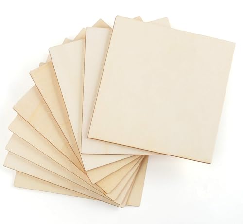 ilauke Wooden Squares for Crafts, 50Pcs Wood Squares 5x5 Inch, Unfinished Poplar Wood Sheets 3mm, 5'x5' Blank Wood Pieces for Crafts, Laser Engraving, Coasters, DIY Projects, Wedding Decor, Home Decor