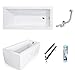 Produktbild ECOLAM Badewanne Wanne Rechteck Modern Design Acryl weiß 160x70 cm + Schürze Ablaufgarnitur Ab- und Überlauf Automatik Füße Silikon Komplett-Set