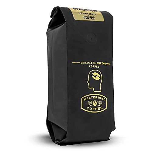 Hyperfocus Coffee, Ground 100% Organic-Coffee Blended with Yerba Mate for Drip - Supports Mental Clarity, Memory & All-Day Energy (16oz)