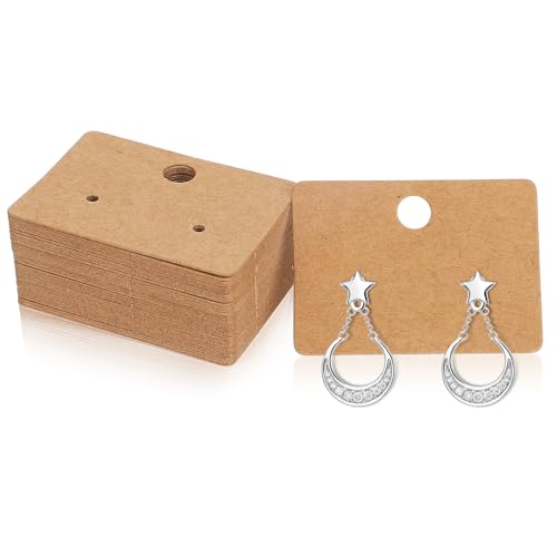 100 Pcs Earring Cards Earring Display Holder Cards Paper Hanging Earrings Tags for Jewelry Display Ear Studs (Brown)
