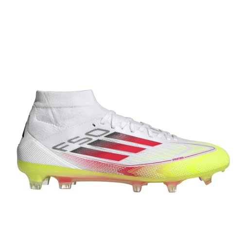 Adidas Women's F50 Pro Firm Ground Mid Top Soccer Cleats, White/Black/Solar Yellow, 8.5 Medium
