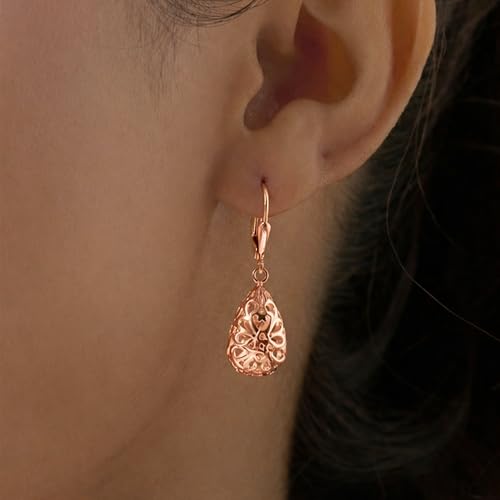 Image of TRUESILVER ACPL 925 Sterling Silver Filigree Drop Earrings for Women & Girls | Elegant Dangle Leverback Earrings | Stylish Everyday & Gift Jewelry