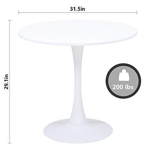 Wenyu Round White Dining Table - Modern Dining Table Pedestal Dining Table For Small Space End Table Leisure Coffee Table Office Kitchen Table Dining Room Table, 31.5 Diameter #TOP5