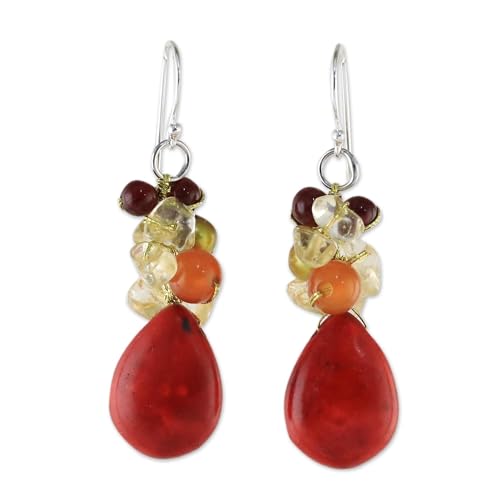 Boucles d'oreilles grappe de Camellia gouttes femme perle d'eau douce argent