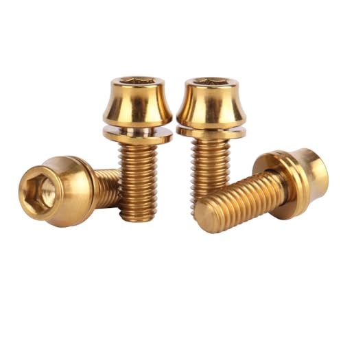 Pernos hexagonales de titanio M5 con arandelas doradas de alta resistencia para portabidones