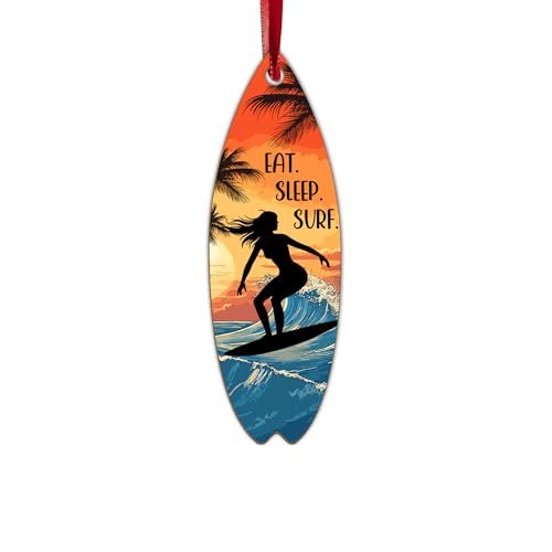 Girl Surfing Christmas Ornament 2025, Surfboard Ornaments Xm