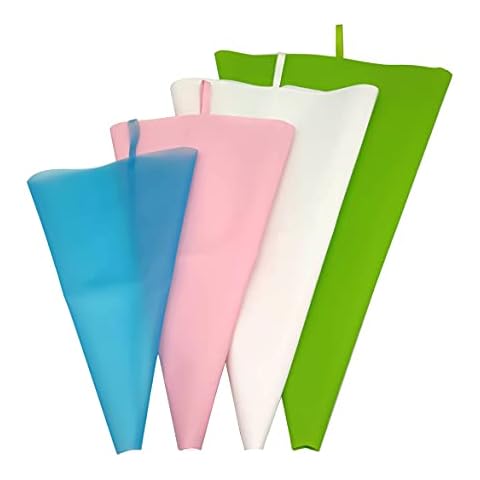 4 PCS Reusable Piping Bags 4 Size Thickened Icing Bag Cream Pastry Bags DIY Cake Dessert Decorating Tool Kit (10“ 12” 14“ 16”)(Blue, Pink, White, Green) Cover