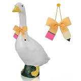 Rivvlive Back to School Porch Goose Outfit for 23"/ 17'' Statue, Adjustable Pencil Pattern Lawn Porch Goose Clothing for School Classroom Home Outdoor Garden Yard Patio Art Decor