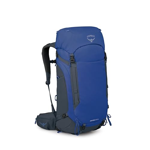 Image of Osprey Kestrel LT 45L Men's Backpacking Backpack - Lightweight Hiking & Camping Bag with Waterproof Raincover, Rays Blue