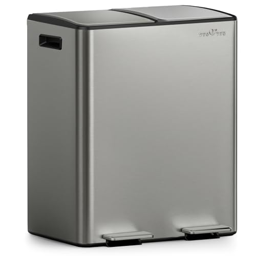 mVm Poubelle Cuisine Tri Sélectif 40L,2 x 20 L,2 Compartiments,Acier
