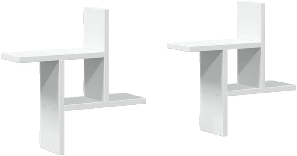 White Floating Wall Shelf Set, Engineered Wood, 15x5 Inch Display Ledge for Living Room, Modern Bathroom Decor, 2 Pack