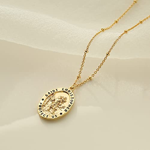 Ascona Saint Christopher/Michael/Jude/Joseph/Anthony Necklace for Women Catholic Medal Pendant Jewelry 18+2 Inches3
