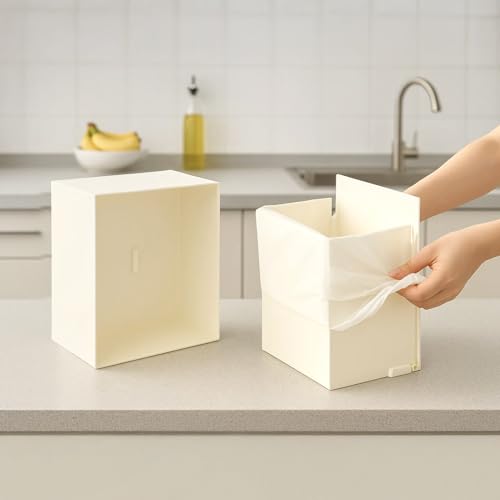 JF HOME BLISS Wall Mounted Storage Box with Flip Lid Large Capacity Organizer for Bathroom Kitchen Office Holds Cotton Swabs Floss Tissues Makeup Pads Space-Saving No-Drill Installation White - Image 5