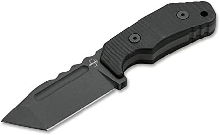 Boker Plus Little Dvalin Fixed Blade EDC Knife, G10 Handles Black Coated D2 Steel with Black Kydex Sheath, Designed by Dirk Hofmeister (Tanto)